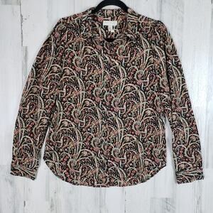 NWT See U Soon Bold Abstract Print Button Down Blouse Women's Size Small